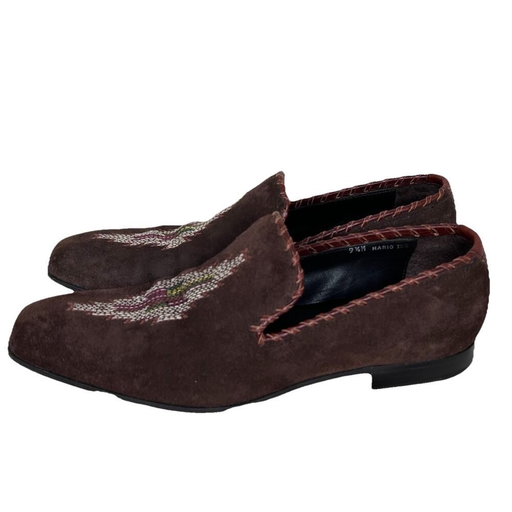 VTG Donald J Pliner suede southwest embroidered square toe loafers Sz 9 1/2M